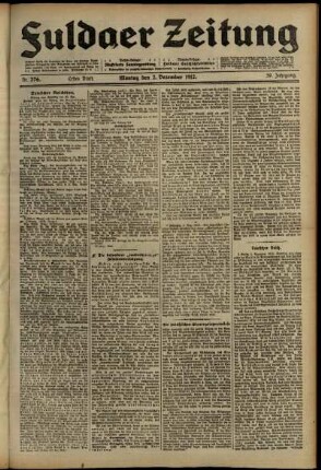 Erste Ausgabe vom Montag, den 02. Dezember 1912.