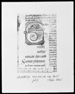 Commentarius in Psalmos / Glossenbibel — Initiale E (xultate deo), Folio 3 recto