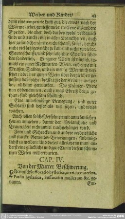 Cap. IV. Von der Mutter Beschwerung