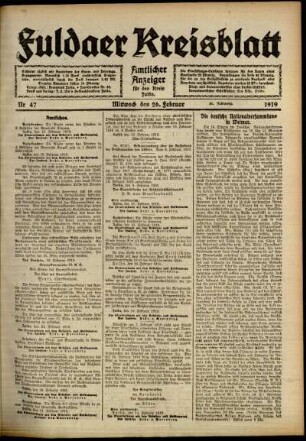 Ausgabe vom Mittwoch, den 26. Februar 1919.