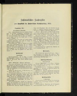 Systematisches Sachregister zum Hauptblatt der Hanseatischen Gerichtszeitung 1910.
