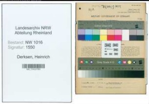 Entnazifizierung Heinrich Derksen , geb. 08.01.1902 ()