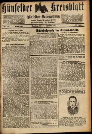 Erste Ausgabe vom Samstag, den 17. Dezember 1927.