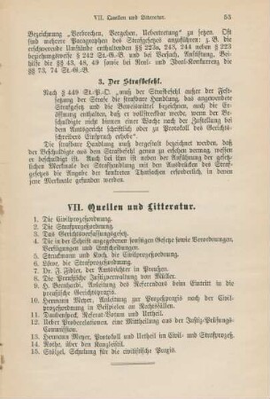 VII. Quellen und Litteratur.