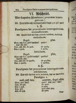 [IV.] Abschnitt. Von fragenden Fürwörtern (pronomen interrogativum.)