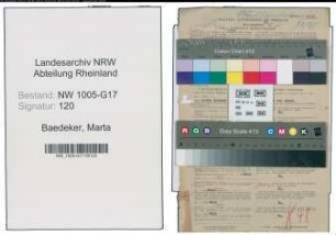 Entnazifizierung Marta Baedeker , geb. 15.10.1889 (Buchhaendlerin)
