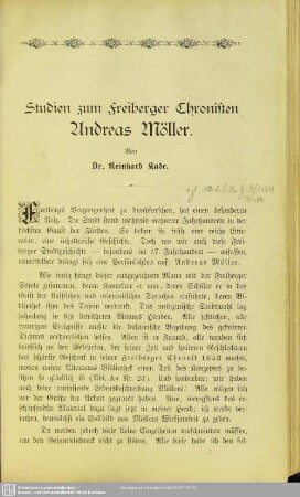 Studien zum Freiberger Chronisten Andreas Möller