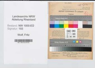 Entnazifizierung Fritz Wolf, geb. 21.04.1910 (Arzt)