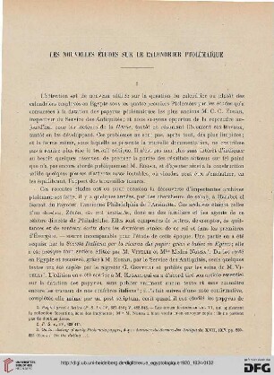 N.S. 2.1920/1924: Les nouvelles études sur le calendrier ptolémaїque