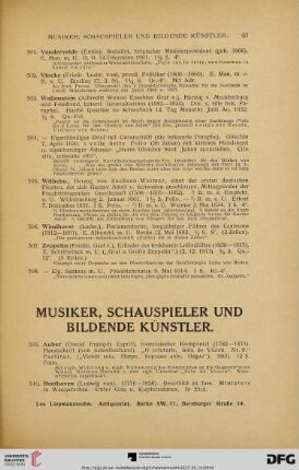 Musiker, Schauspieler und bildende Künstler (Nr. 509-684)