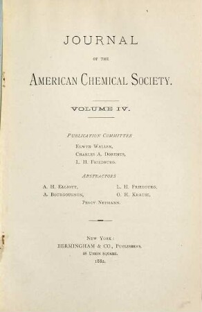 Journal of the American Chemical Society : JACS. 4. 1882