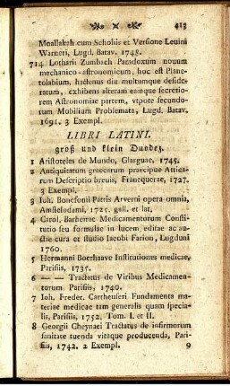 Libri Latini. Groß und klein Duodez.