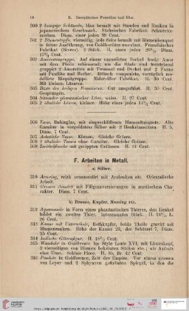 F. Arbeiten in Metall (Nr. 310 - 376)