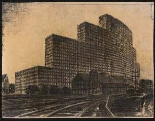 Messehaus, Hamburg Vorschlag B: Perspektivische Ansicht vom Standpunkt A (von Inv.Nr. 3306)