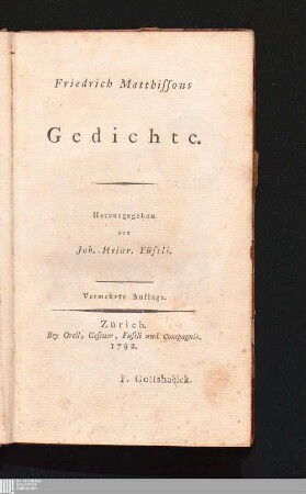 Friedrich Matthissons Gedichte
