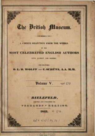 New British museum : a choice selection from the works of the most celebrated English authors. 1841, 1841, 1-52 = Vol. 5