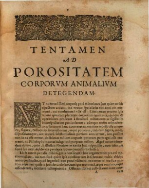 Tentamen porologicum : sive ad porositatem corporum tum animalium tum solidorum detegendam