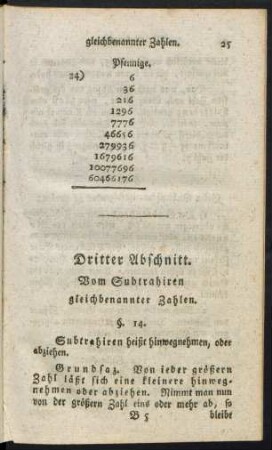 Dritter Abschnitt. Vom Subtrahiren gleichbenannter Zahlen