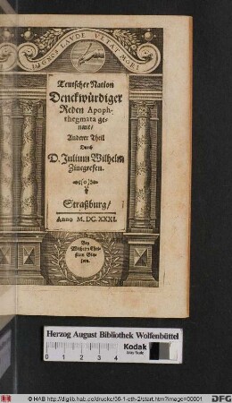 Teutscher Nation Denckwürdiger Reden Apophthegmata genant : Anderer Teil