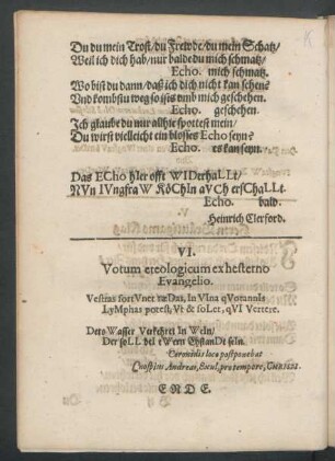 VI. Votum eteologicum ex hesterno Evangelio.