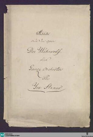 Der Werwolf. Excerpts - Don Mus.Ms. 1865 : T, strings, winds