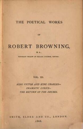 The poetical works of Robert Browning. 3
