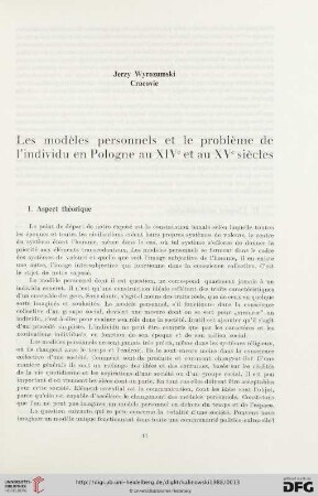 Les modèles personnels et le problème de l'individu en Pologne au XIVe et au XVe siècles