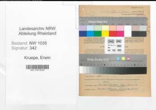 Entnazifizierung Erwin Kruepe , geb. 16.02.1899 (Bergingenieur)