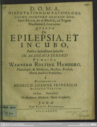 4: De Epilepsia, Et Incubo