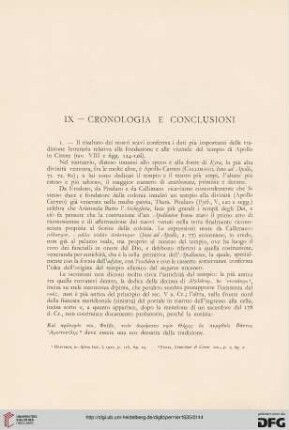 IX: Cronologia e conclusioni