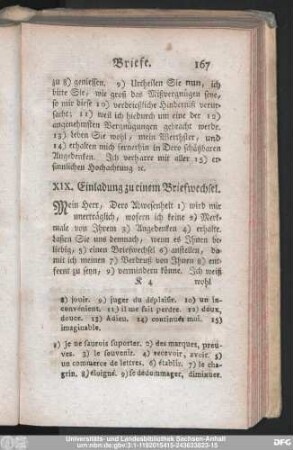 XIX. Einladung zu einem Briefwechsel.