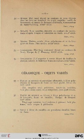 Céramique – Objets variés (Nr. 55-70)