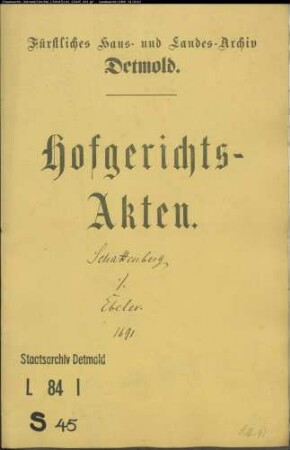 Schattenberg, Hauptmanns Frau Anna Elsabein Top, Witwe Sobbe gegen Ebeler zu Wissentrup, Hollmann zu Ehrentrup und Dierck zu Hüntrup - Schuldforderung