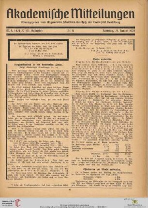 Nr. 6 (21. Januar 1922)