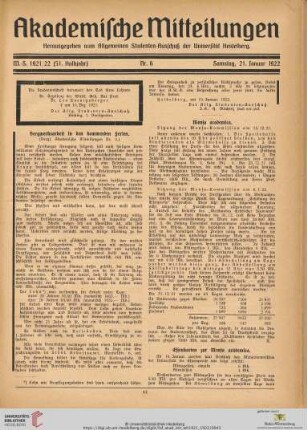 Nr. 6 (21. Januar 1922)