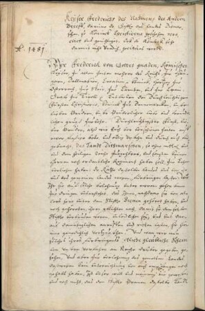 Keyser Frederichs des Nahmens des Andern Breefv [...]