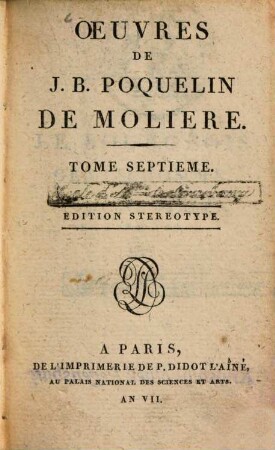 Oeuvres de J. B. Poquelin de Molière, 7