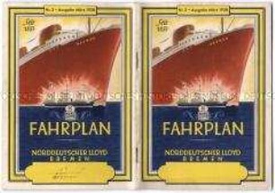 Fahrplan-Heft der Norddeutschen Lloyd Bremen für März 1938 - Nachlass