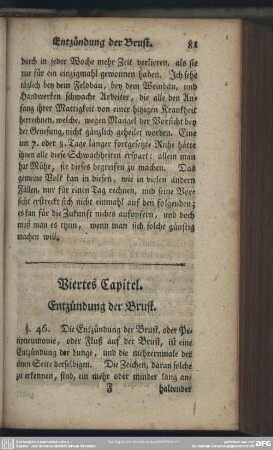 Viertes Capitel. Entzündung der Brust