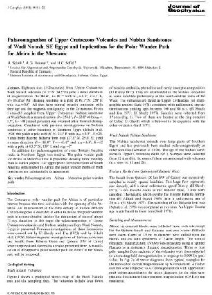 Palaeomagnetism of upper cretaceous volcanics and Nubian sandstones of Wadi Natash, SE Egypt and implications for the polar wander path for Africa in the Mesozoic