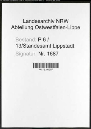 Sterberegister Standesamt Lippstadt