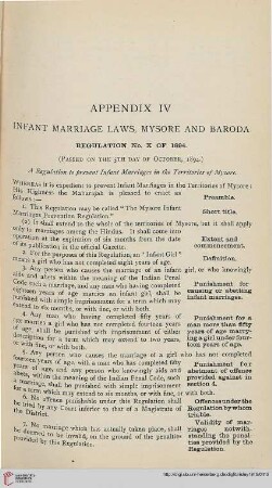403-406 Appendix IV: Infant Marriage Laws, Mysore and Baroda