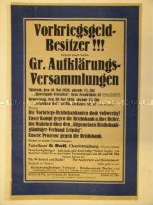 Aufruf zu einer Informationsveranstaltung zu Finanzfragen