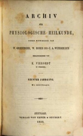 Archiv für physiologische Heilkunde. 9. 1850