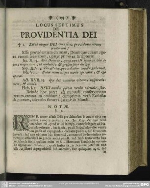 Locus Septimus De Providentia Dei