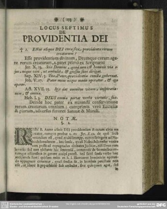 Locus Septimus De Providentia Dei