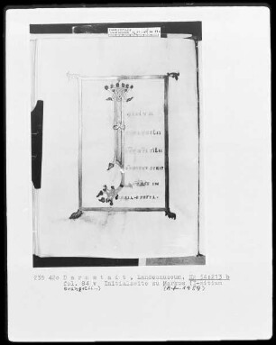 Evangeliar, angeblich aus Sankt Andreas zu Köln — Initialseite I(nicium evangelii), Folio 84verso
