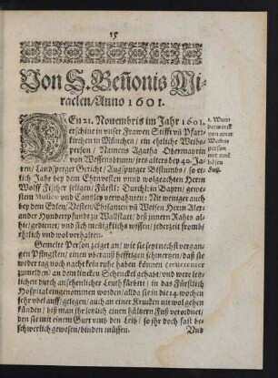 Von S. Bennonis Miraclen/ Anno 1601.