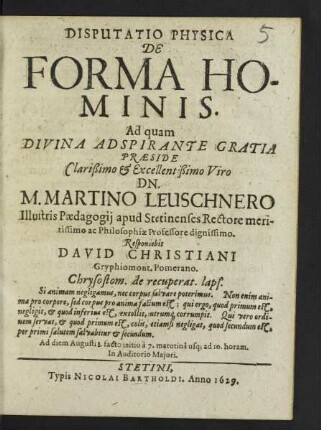 Disputatio Physica De Forma Hominis