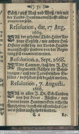 Resolution, dat. 17. Aug. 1669